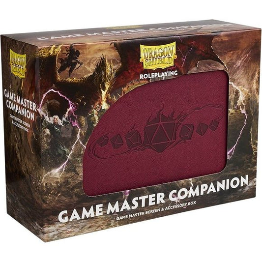 Stash and transport hordes of monsters while you conceal devious plans behind your GM screen! The Dragon Shield Game Master Companion is a two-in-one game master screen and storage/transport solution for game masters of tabletop RPGs. Bring everything you need for game night in one convenient box, including a practical GM screen which streamlines the flow of play. Now in an intimidating Blood Red for sly GMs that like their players to sweat. The GM screen features an integrated initiative tracker, pockets f