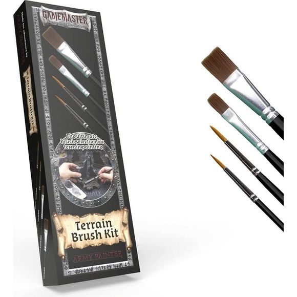 Model Paint Brush Set for Terrains & Tiles & Wargaming Terrain. Comes with Effect Brush, Wash Brush, Medium Dryrush and Large Drybrush.