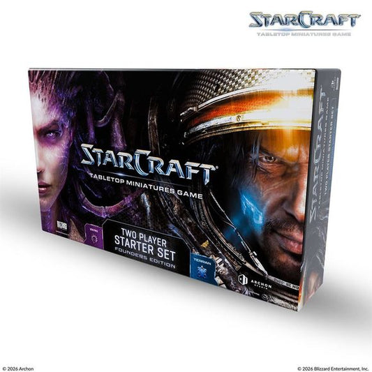 Relive one of StarCraft's most iconic conflicts, this time on your tabletop! This two player starter set lets one side take control of the endless Zerg swarm with Kerrigan - the Queen of Blades at the helm, while the other side plays as the adaptive Terrans, with rebel leader Jim Raynor in control. Build your army and fight for control over key objectives, as every action leaves lasting consequences for the future of the Koprulu sector!

Contains:

1x Cloth Playmat (60"x36")

Terran Miniatures

     - 12x M