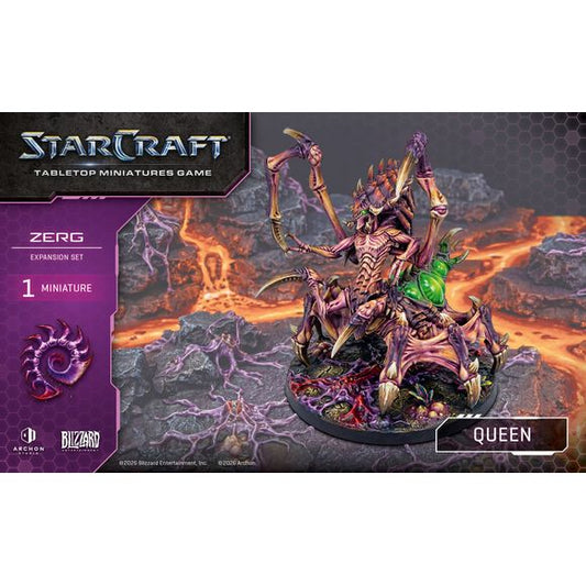 The Queen is a key Zerg unit which handles the spreading of creep and the creation of new larvae which morph into more Zerg, but are also able to take to the front lines thanks to their powerful mending abilities, sustaining their army as they fight.

 All elements come unpainted and unassembled and may require trimming and cleaning before assembly.

Contains: - 1x Queen miniature
- 1x 80mm
- 3x Cards
- 1x Assembly Manual