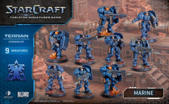 The Marine makes up the core of most Terran armies in the sector - their CMC powered armor suits and trusty C-14 Rifles allow them to deploy in a variety of hostile enviroments, with large squads being especially effective at wiping out hostiles. All elements come unpainted and unassembled and may require trimming and cleaning before assembly.

Contains: - 9x Marine miniatures
- 9x 32mm
- 3x Cards
- 1x Assembly Manual