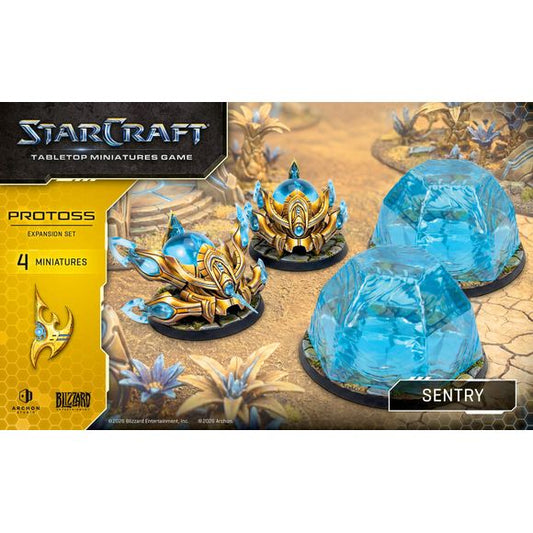 The diminishing population of the protoss race has given rise to various combat drones, one of them being the sentry. Often used to support zealots and stalkers, their guardian shields offer apt protection against ranged attacks while their force fields are capable of blocking off entire armies.
 All elements come unpainted and unassembled and may require trimming and cleaning before assembly.
Contains: - 2x Sentry miniatures
- 2x Force Field miniatures
- 2x 50mm
- 2x 80mm
- 2x Cards
- 1x Assembly Manual