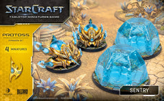 The diminishing population of the protoss race has given rise to various combat drones, one of them being the sentry. Often used to support zealots and stalkers, their guardian shields offer apt protection against ranged attacks while their force fields are capable of blocking off entire armies.
 All elements come unpainted and unassembled and may require trimming and cleaning before assembly.
Contains: - 2x Sentry miniatures
- 2x Force Field miniatures
- 2x 50mm
- 2x 80mm
- 2x Cards
- 1x Assembly Manual