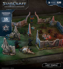 Revisit one of StarCraft's most iconic maps - Lost Temple - but this time on your tabletop! This box features enough walls and scatter terrain for a 1k mineral game.

 All elements come unpainted and unassembled and may require trimming and cleaning before assembly.
Contains: - 15x Terrain pieces
- 1x Cloth Playmat (60'x36' / 152cm x 92cm)
- 1x Assembly Manual