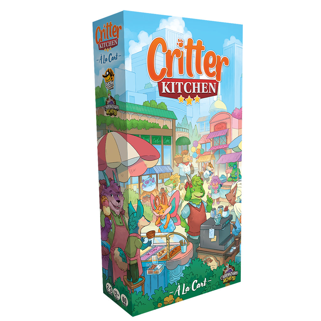 Critter Kitchen: À La Cart adds fun twists to locations, while additional Zous Chefs, critics, restaurateurs and rumors increase replayability. The 6/7 player mode allows you to bring everyone to the table on game night.