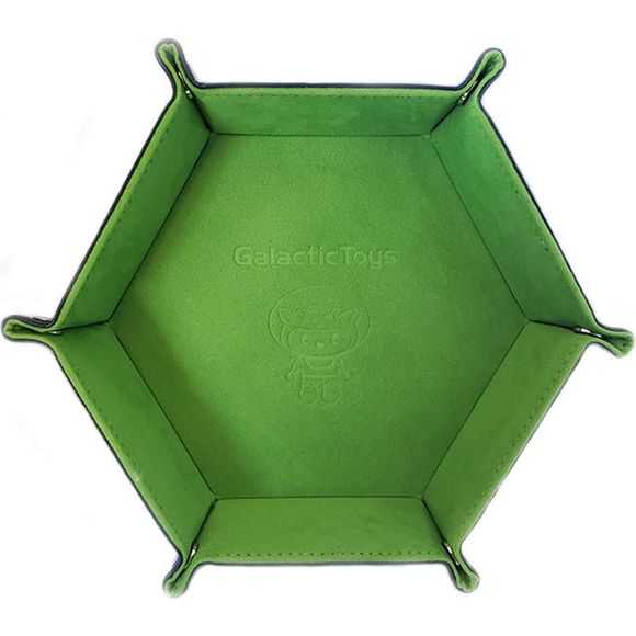 Galactic Toys PU Leather Hexagonal Folding Dice Tray w/ Green Velvet Interior | Galactic Toys & Collectibles