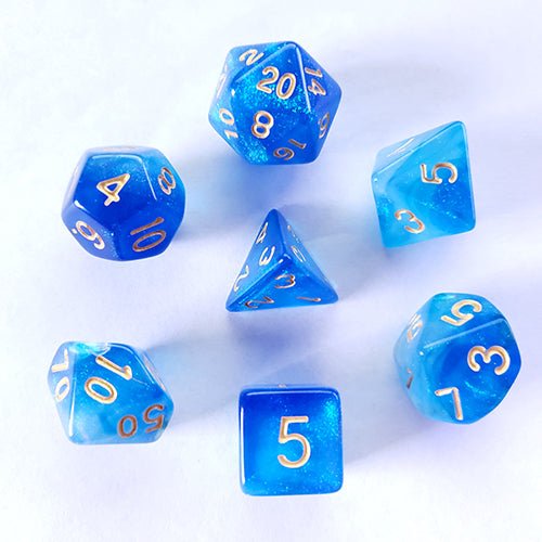 Galactic Dice Premium Dice Sets - Mermaid's Crown (Blue & White) Acrylic Set of 7 Dice | Galactic Toys & Collectibles