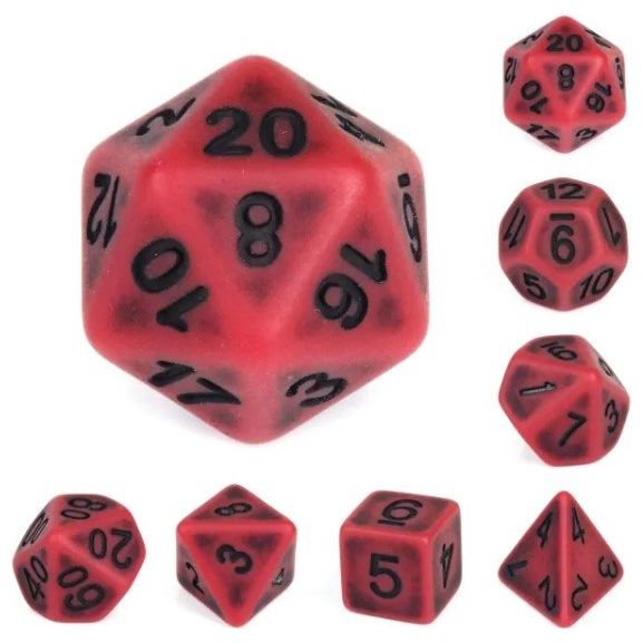 Galactic Dice Premium Dice Sets - Red Ancient Acrylic Set of 7 Dice | Galactic Toys & Collectibles