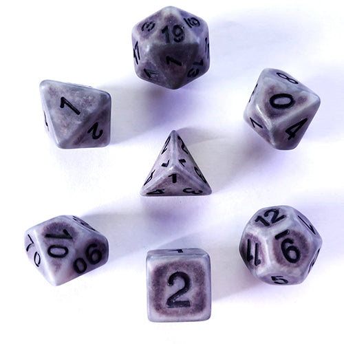 Galactic Dice Premium Dice Sets - Silver Ancient Acrylic Set of 7 Dice | Galactic Toys & Collectibles