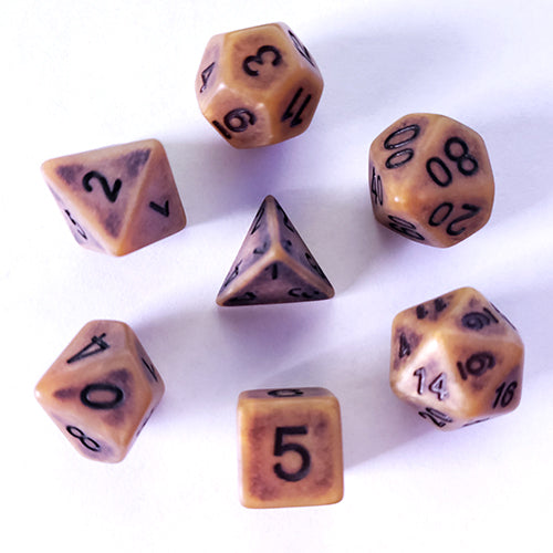 Galactic Dice Premium Dice Sets - Gold Ancient Acrylic Set of 7 Dice | Galactic Toys & Collectibles