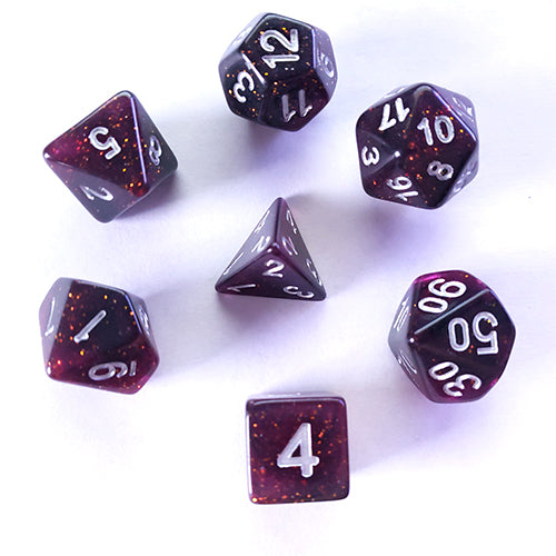 Galactic Dice Premium Dice Sets - Purple (Dark Purple & White) Acrylic Set of 7 Dice | Galactic Toys & Collectibles