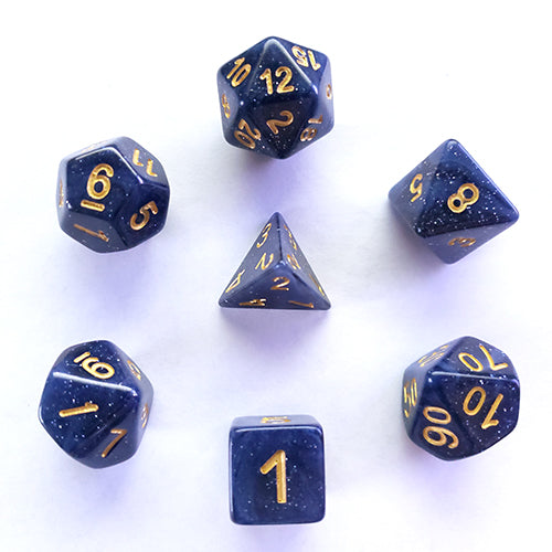 Galactic Dice Premium Dice Sets - Universe (Blue & Gold) Acrylic Set of 7 Dice | Galactic Toys & Collectibles