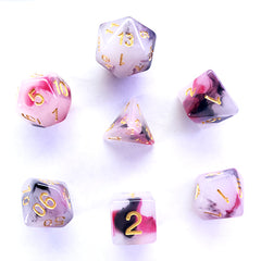 The perfect companion for your gaming needs! These HD acrylic dice are exactly what you've been searching for that upcoming game night with the group. This set includes one of each: d20, d12, d10, d10 (percentile), d8, d6, and a d4 (7 dice in total) in a