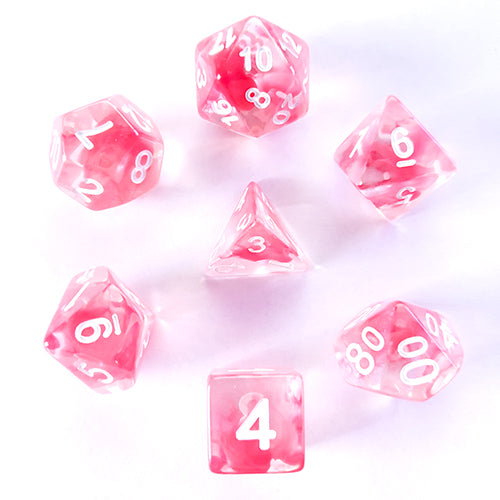 The perfect companion for your gaming needs! These HD acrylic dice are exactly what you've been searching for that upcoming game night with the group. This set includes one of each: d20, d12, d10, d10 (percentile), d8, d6, and a d4 (7 dice in total) in a