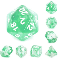 Galactic Dice Premium Dice Sets - Nebula Green (Green, Clear, & White) Acrylic Set of 7 Dice | Galactic Toys & Collectibles