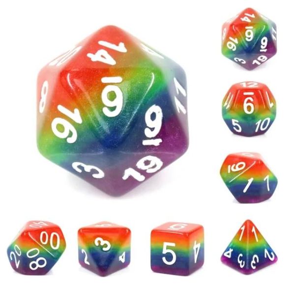 Galactic Dice Premium Dice Sets - Rainbow Acrylic Set of 7 Dice | Galactic Toys & Collectibles