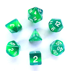 Galactic Dice Premium Dice Sets - Green Translucent Layer (Green & White) Acrylic Set of 7 Dice | Galactic Toys & Collectibles