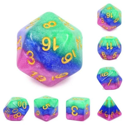 Galactic Dice Premium Dice Sets - Jester's Gambit Acrylic Set of 7 Dice | Galactic Toys & Collectibles