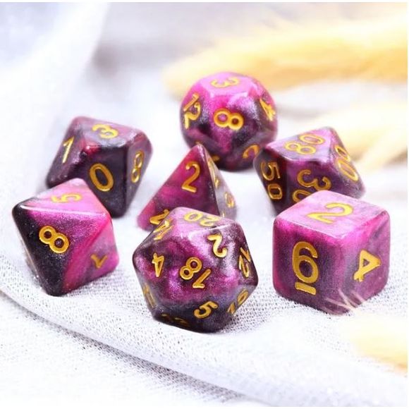 Galactic Dice HD Dice Sets - Scorpio (Purple & Gold) Acrylic Set of 7 Dice | Galactic Toys & Collectibles