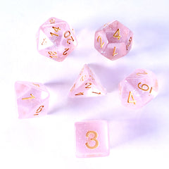 Galactic Dice Premium Dice Sets - Pink Iridescent (Light Pink & Gold) Acrylic Set of 7 Dice | Galactic Toys & Collectibles