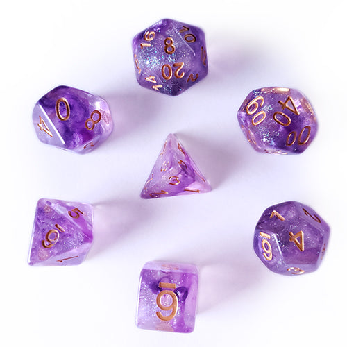 Galactic Dice HD Dice Sets - Electric Ivy (Purple & Gold) Acrylic Set of 7 Dice | Galactic Toys & Collectibles