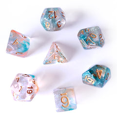 Galactic Dice HD Dice Sets - Luminous Koi (Clear & Blue) Acrylic Set of 7 Dice | Galactic Toys & Collectibles
