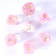Galactic Dice Premium Dice Sets - Cherry Blossom (Pink, Clear, & Gold) Acrylic Set of 7 Dice | Galactic Toys & Collectibles