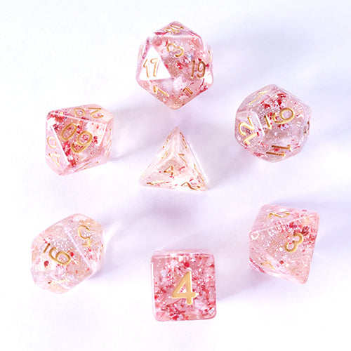 The perfect companion for your gaming needs! These HD acrylic dice are exactly what you've been searching for that upcoming game night with the group. This set includes one of each: d20, d12, d10, d10 (percentile), d8, d6, and a d4 (7 dice in total) in a