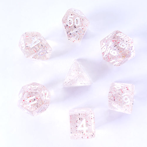 Galactic Dice Premium Dice Sets - Little Stars (Clear & White) Acrylic Set of 7 Dice | Galactic Toys & Collectibles