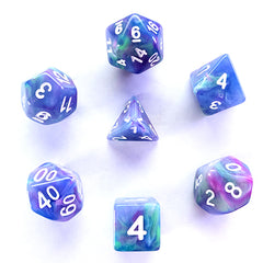 Galactic Dice Premium Dice Sets - Muse (Blue, Purple, & White) Acrylic Set of 7 Dice | Galactic Toys & Collectibles