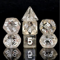 Galactic Dice Premium Dice Sets - Blossom Snowfall Acrylic Set of 7 Dice | Galactic Toys & Collectibles