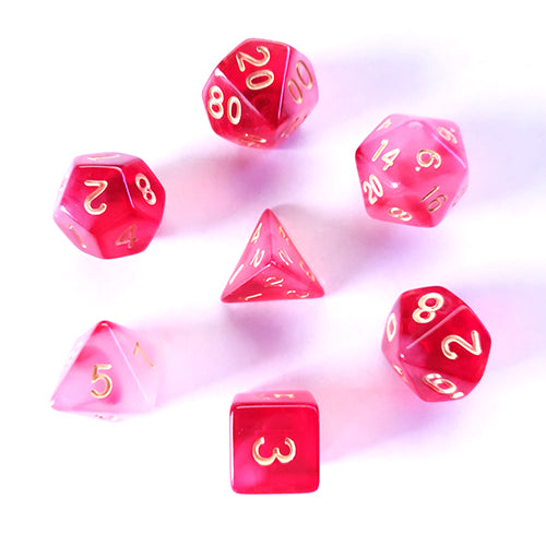 Galactic Dice Premium Dice Sets - Red Milky (Red & White) Acrylic Set of 7 Dice | Galactic Toys & Collectibles