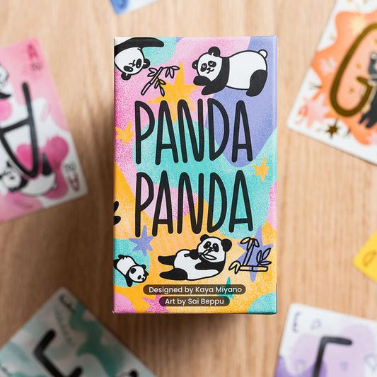 Players carefully manage their cards to try and make specific hands. On a turn, players can discard a card, draw from the deck, or draw from an opponent's discard pile. If a player discards an "A" card, everyone has to pass one card to the right.

To win, yell "Panda Panda!" when you start a turn with a completed hand. Can you collect the right cards, figure out what your opponents are going for, and time the "A" cards correctly?
Panda Panda!

Clever set collection puzzle and unique victory conditions.
Beau