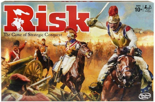 Rally your armies to march across continents. Keep advancing until you've taken over the world .Includes game board, 5 armies with 40 infantry, 12 cavalry and 8 artillery each, deck of 43 cards, 5 dice, two reference cards and rules. For 2 to 5 players ages 10 and up .