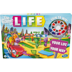 Buckle up for an exciting ride through life's twists and turns. Pop in colorful pegs and spin to move along the gameboard as life unfolds from Start to Retirement. Every Stop! Space is a major life milestone where players spin for their fate or choose their path forward. Decide whether or not to get married, grow a family, or retire early. Action cards give players options for how their adventures play out! Willing to take a risk? Invest in a number on the investment tracker and get more cash whenever someo