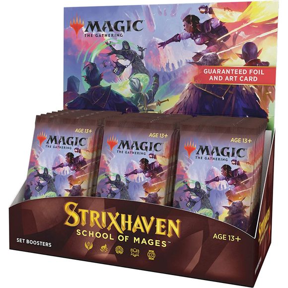 30 Strixhaven (STX) Set Boosters
Best MTG booster for opening packs just to see what you'll get
1 Mystical Archive card in every pack
1 Lesson card in every pack
1–5 Assorted Rares or Mythic Rares per pack
12 Magic: The Gathering cards in a pack, including 1 foil
Choose your college at the most prestigious university for magical learning in Magic’s Multiverse