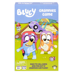 Get ready to giggle with the Bluey Grannies Game, where kids aged 3+ join Bluey, Bingo, and their hilarious granny alter-egos — Janet, Rita, Gladys, and Madge — in a race to call Nana and find out once and for all: can grannies floss? Inspired by the beloved “Grannies” episode, players collect silly items like glasses and walking sticks along their garden path to be the first to start a flossing party! 

With bright, sturdy pieces designed for little hands, this playful board game encourages social interact
