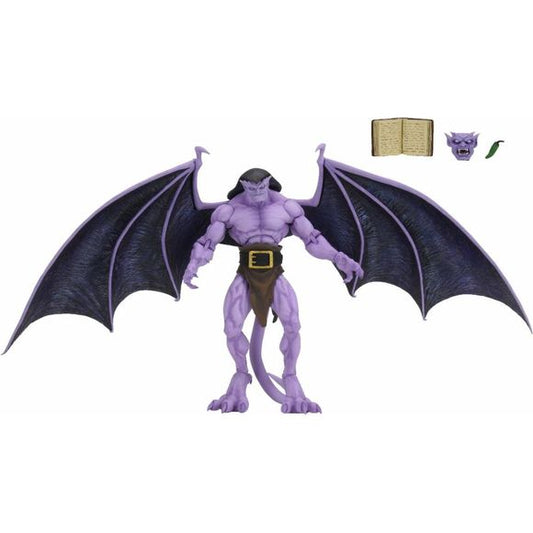 The time of the Gargoyles has come again! Arguably the best gothic cartoon of the 1990s, Gargoyles followed an ancient clan of gargoyles transported to modern-day Manhattan when their Scottish castle is relocated.

Leader Goliath joins the Ultimate line with an appropriately large 8" action figure, with a wingspan of 16 inches! The figure features full articulation, including on wings and tail, and comes with plenty of accessories: wings, jalapeno pepper, book, and interchangeable heads and hands.

Come