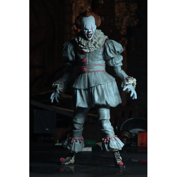 NECA presents Pennywise: The Dancing Clown as seen in the acclaimed 2017 horror film based on Stephen King's original novel, IT! This 7" scale figure features the likeness of actor Bill Skarsgård in his portrayal of the nightmare-inducing clown and has been painstakingly detailed to be as accurate as possible. This NECA Ultimate Pennywise format features ornate costume details and includes special packaging and LED lights inside one of the heads. Included with this Pennywise the Dancing Clown figure are fou