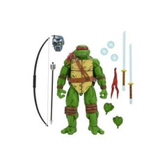 Based on the “Return to New York” storyline in Eastman & Laird’s Teenage Mutant Ninja Turtles comic books from Mirage Studios! These 7-inch scale action figures are fully articulated for great ninja poses. Leonardo includes interchangeable hands, Utrom head, swords, ninja stars, bow & arrow, and extra mask tie! Comes in special comic-book themed window box packaging with amazing artwork by Kevin Eastman. Each figure is sold separately.