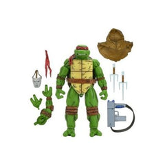 Based on the “Return to New York” storyline in Eastman & Laird’s Teenage Mutant Ninja Turtles comic books from Mirage Studios! These 7-inch scale action figures are fully articulated for great ninja poses. Raphael includes interchangeable hands, extra bandaged arm, Casey Jones mask, sais, hood, blaster, and extra mask tie! Comes in special comic-book themed window box packaging with amazing artwork by Kevin Eastman. Each figure is sold separately.