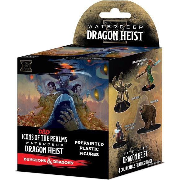 A bustling city filled with merchants, heroes, & villains awaits you in this dad icons of the realms release! water deep Dragon heist includes exciting new player characters & monsters like the human Warlock of the fiend & the devilish pit fiend. Some of water deep's most notorious villains make an appearance, including the Founder of the zhentarim, the mysterious manshoon. This set includes several popular animals for all your wild shape needs, such as the tactical dire Wolf & the vicious brown bear. Colle
