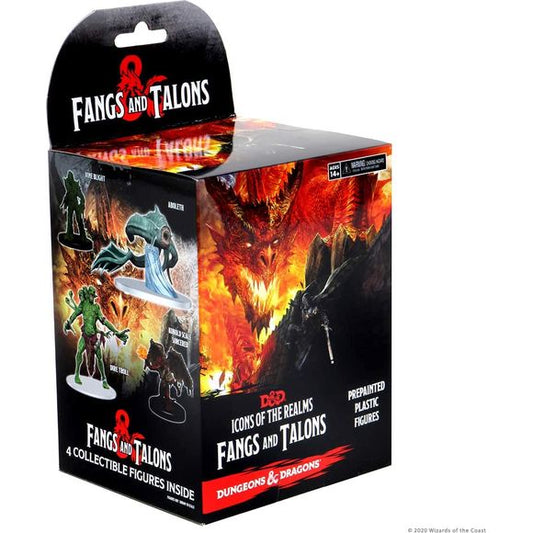 Collect all 45 figures from Fangs & Talons, the latest set of randomly sorted heroes and monsters in our exciting line of D&D miniatures, Icons of the Realms. The set includes a vast array of all-new sculpts representing challenges for your heroes to overcome. See the ground tremble as this massive group of new and popular monsters make their way onto your gaming table. Will your adventurers dare contend with the spell-turning shell of the Flail Snail? Will they stand fast as the psionic Aboleth seeks to en