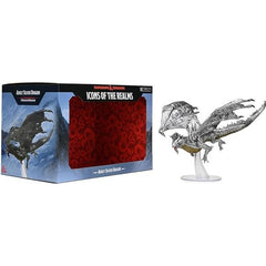 The D&D Icons of the Realms: Adult Silver Dragon is an excellent addition to your miniatures collection or display shelf. Sculpted with highly detailed features and using premium paints, this silver dragon is a great foe or ally for any adventure! The friendliest and most social of the metallic dragons, silver dragons cheerfully assist good creatures in need. A silver dragon shimmers as if sculpted from pure metal, its face given a noble cast by its high eyes and sweeping beard-like chin spikes. A spiny fri