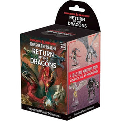 D&D Icons of the Realms: Return of the Dragons updates all 44 miniatures from the original Tyranny of Dragons set. Features: Collect 44 miniatures from the Tyranny of Dragons campaign. Updated poses and decoration for all 44 original Tyranny of Dragons miniatures. Some miniatures include translucent parts. Boosters contain 1 Large miniature and 3 Medium or Small miniatures.