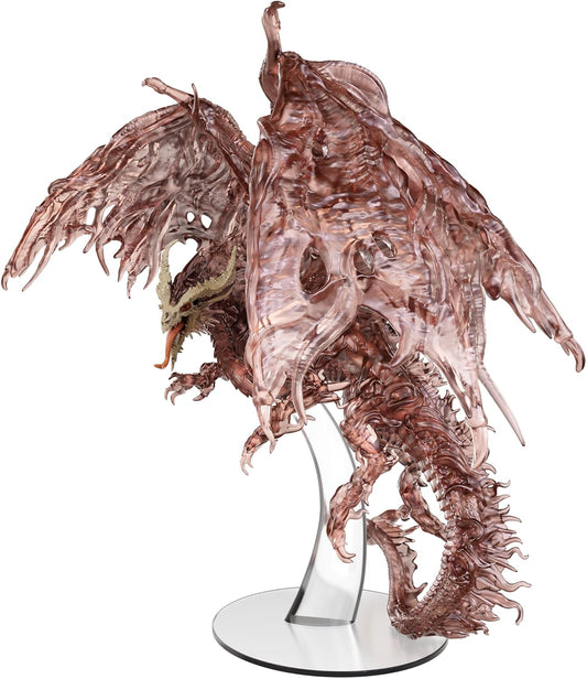 The D&D Icons of the Realms: Red Ghost Dragon is a Huge-sized miniature on a 100mm base with 75mm threat ring. Cast entirely in ghostly translucent materials and standing 10 inches tall, this undead dragon makes for a great campaign antagonist or deathly addition to your dragon collection.