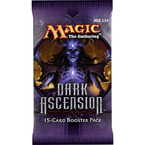Vampires, werewolves, and zombies plague Innistrad. Forces of good valiantly fight to hold back the threat, but in this world of dark magic, only the most powerful will survive. Dark Ascension features 158 black-bordered cards, including double-faced cards and randomly inserted premium versions of cards.