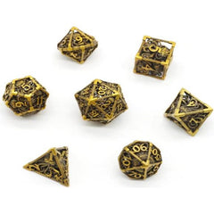 The perfect companion for your gaming needs! These premium dice are exactly what you've been searching for that upcoming game night with the group. Stored in a quality, brushed metal tin with foam insert. These dice are engraved with crisp, easy-to-read numerals. Many styles and colors are available.

This set includes on of each: d20, d12, d10, d10 (percentile), d8, d6, and a d4 (7 dice in total). All inside the Galactic Toys Dice Tin.