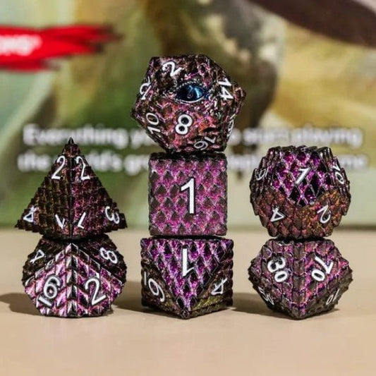Galactic Dice Premium Dice Sets - Purple Queen Dragon Set of 7 Dice with Tin | Galactic Toys & Collectibles