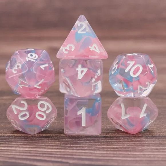 The perfect companion for your gaming needs! These HD acrylic dice are exactly what you've been searching for that upcoming game night with the group. This set includes one of each: d20, d12, d10, d10 (percentile), d8, d6, and a d4 (7 dice in total) in a